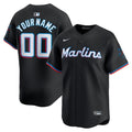 Custom Miami Marlins Alternate Limited Jersey - Black